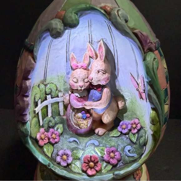 Easter Egg with Bunnies Spring Love Figurine light Up Jim Shore - Picture 3 of 16